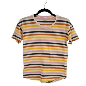 Madewell Whisper Crewneck Cotton Stripe T-Shirt, Women's sz XS